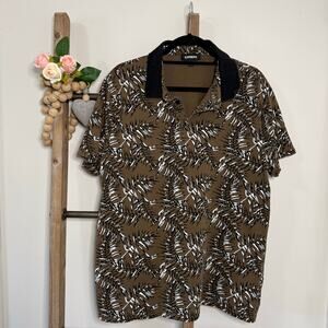 Express Brown and Black Short Sleeve‎ Mens Polo Size X Large